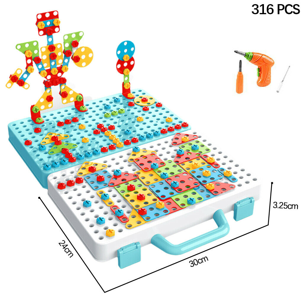 316 Pcs Creative Construction Toys Drill  Mosaic Take Apart Toys Kids