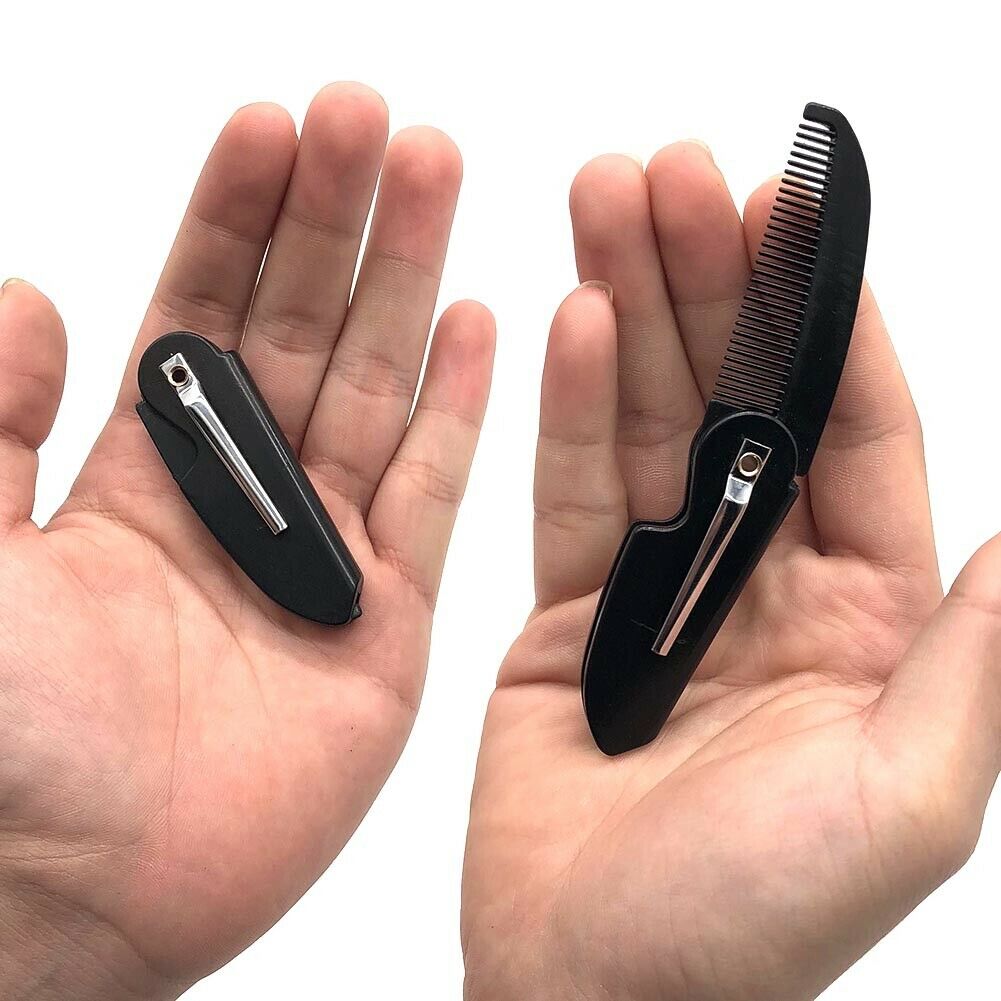 Man Woman Folding Portable Pocket Clip Beard Moustache Convenient Hair Comb @