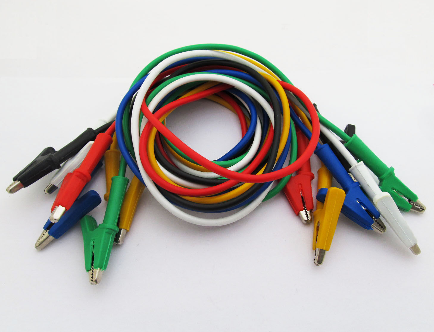 1set Silicone High Voltage Alligator Clip to Alligator Clip Test Leads 6colors