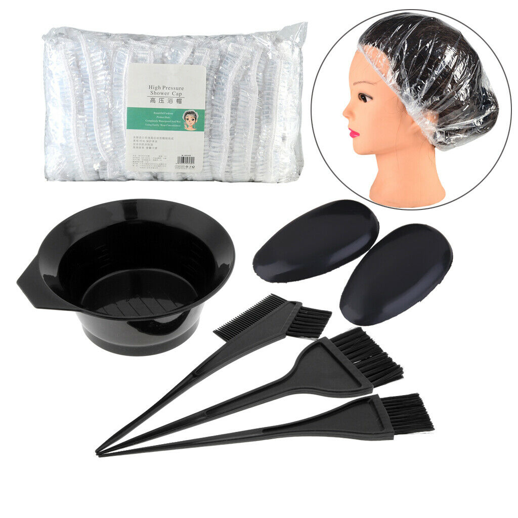 Pro Hair Coloring Dyeing Kit Color Dye + 100pcs Hair Caps Tint Tool Set