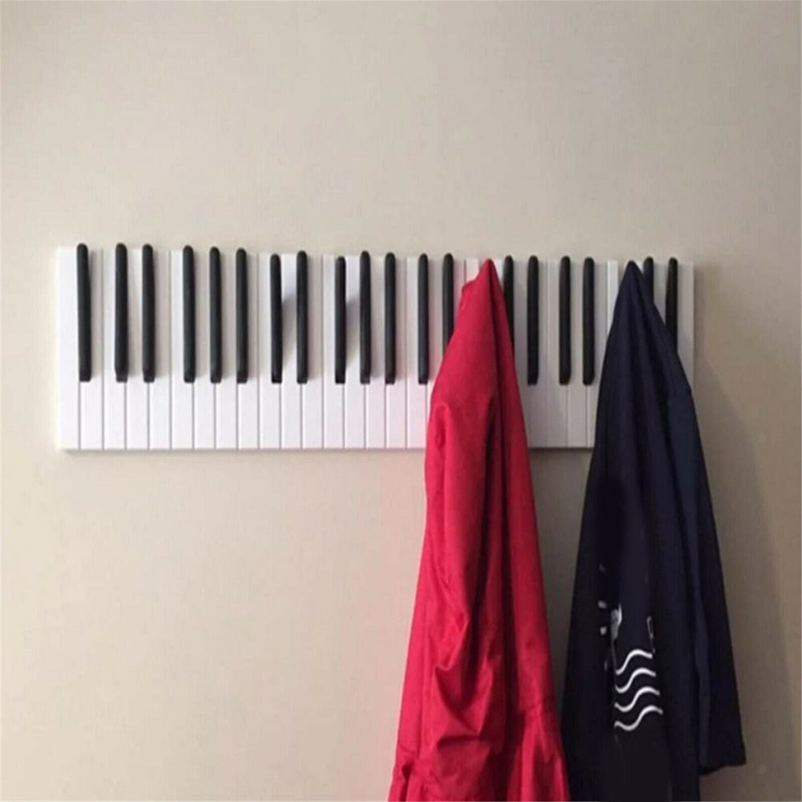 Wood Piano Hooks Coat Rack Holder Wall Clothes Purse Robes Hook Rail Decor