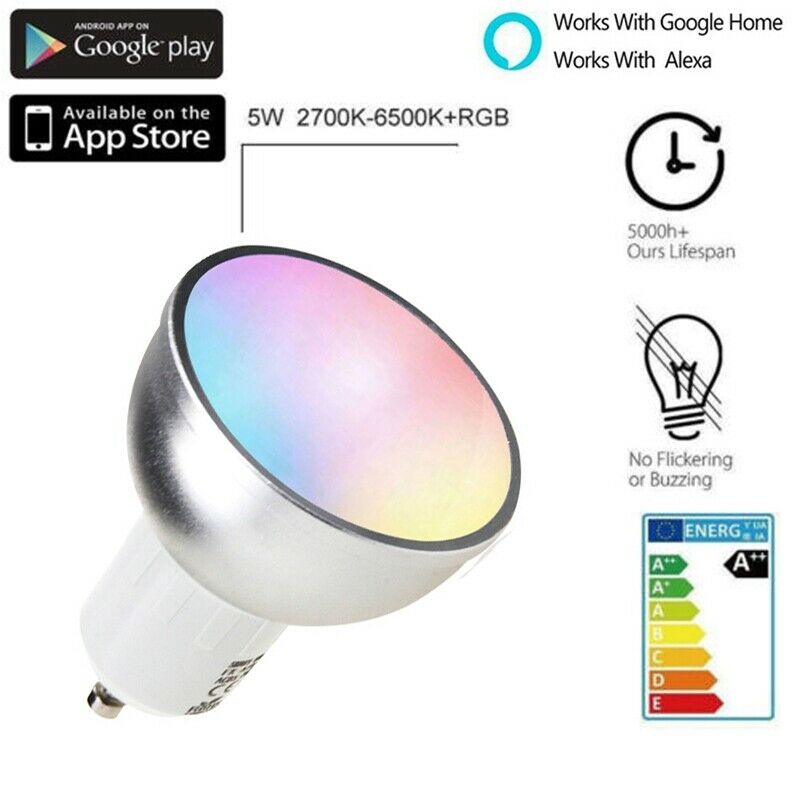 GU10 LED Bulbs WiFi Smart Light Bulb 5W LED Spotlight Multicolor Lights DimmabD1