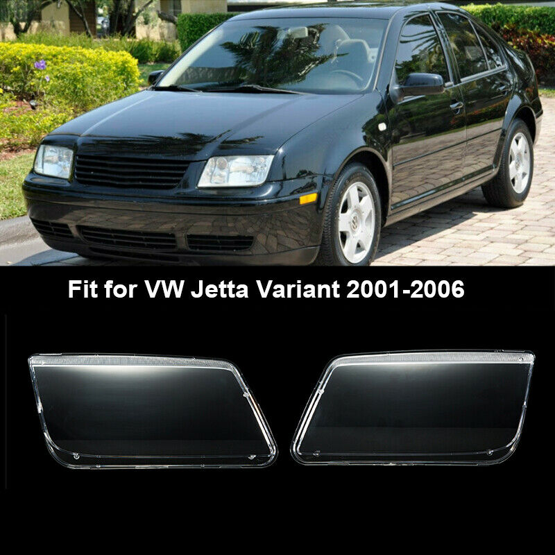 2x Right &Left Side Headlight Lenses Cover For VW Golf 5 MK5 Jetta 2001-2006