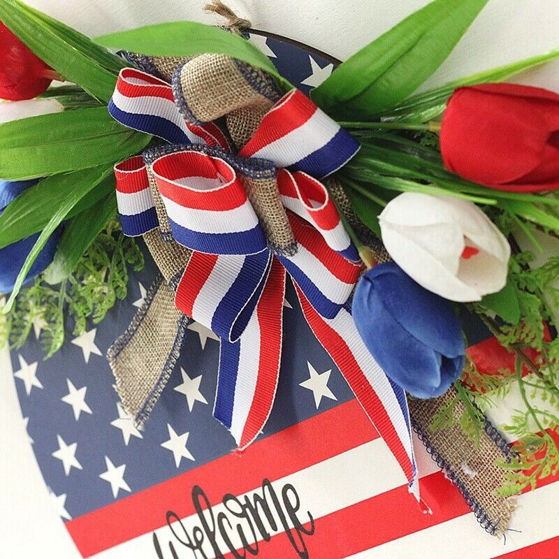 4Th of July Hanging Wooden Sign American Patriotic Independence Day Home WinL9O4