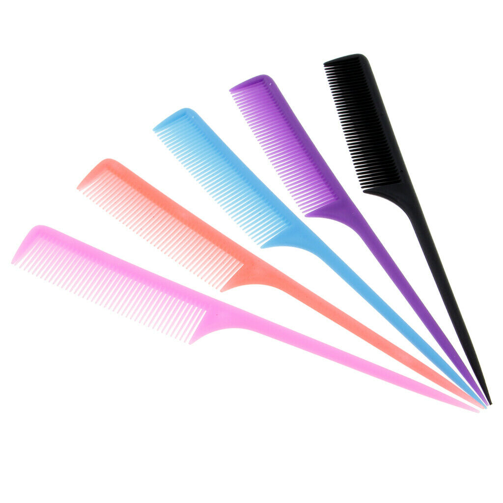 5x Plastic Salon Hairdressing Pin Tail Sectioning Cutting Detangling Combs