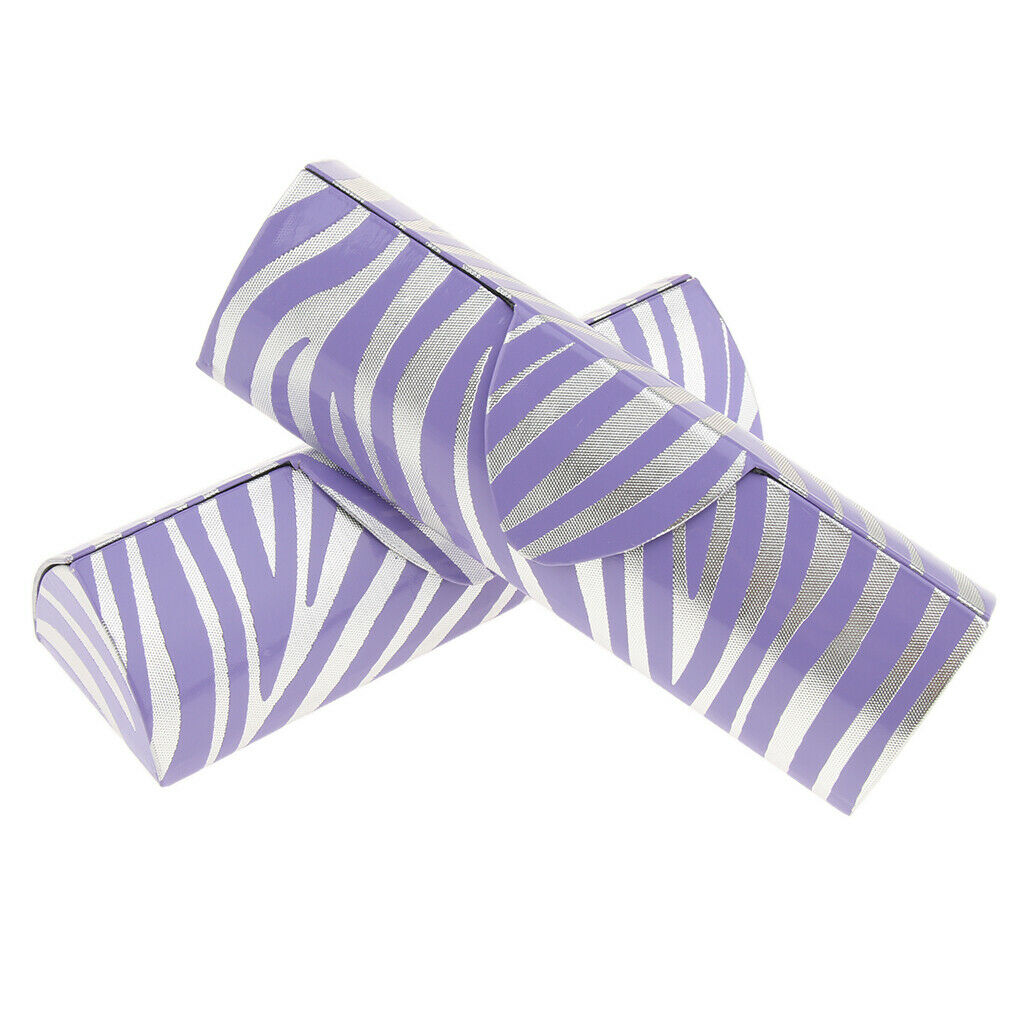 2 Portable Triangle Sunglass Glasses Holder Case  Myopia Handmade Box Purple