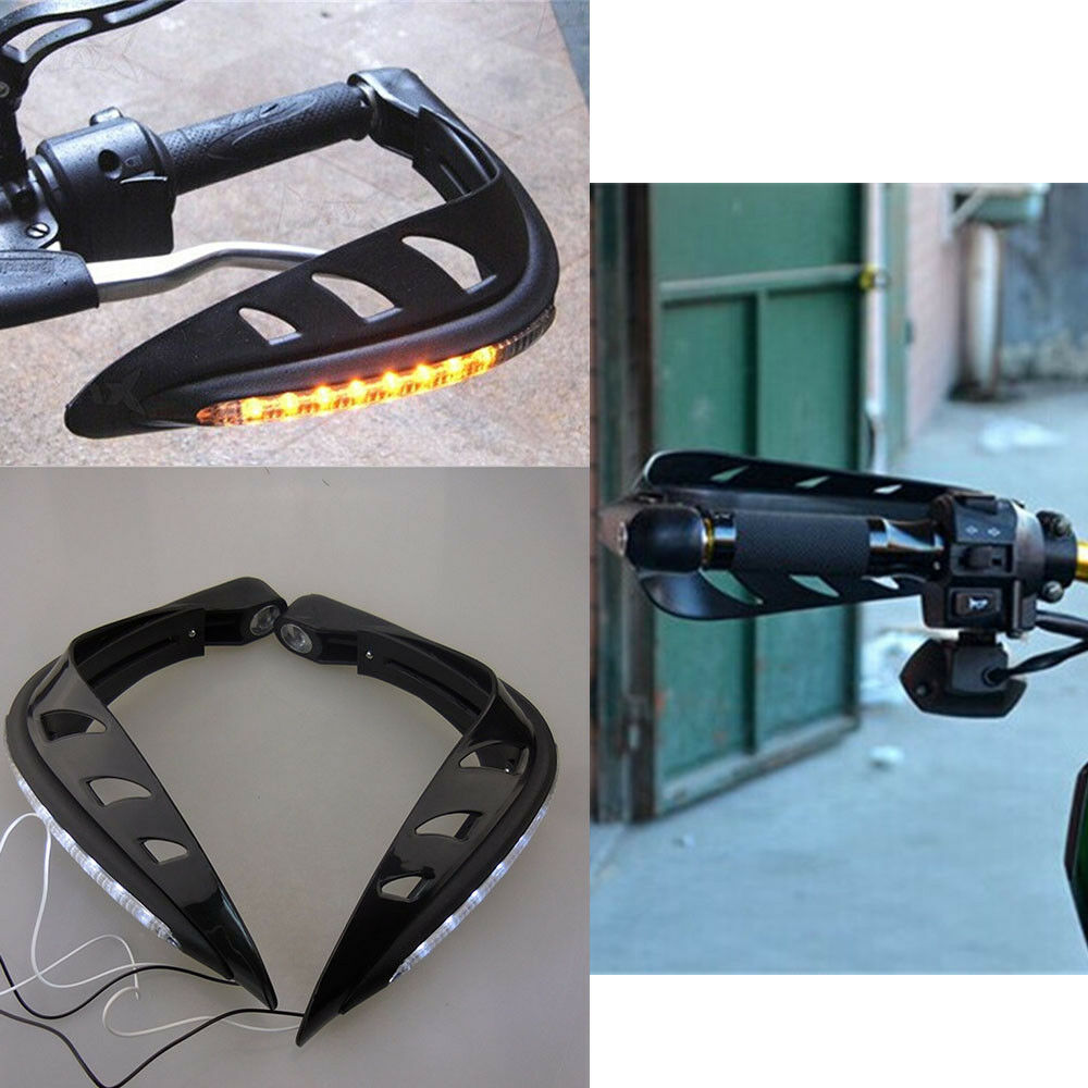 ABS Yellow Indicate LED Light Motorcycle ATV Handlebar Hand Protector Hand Guard