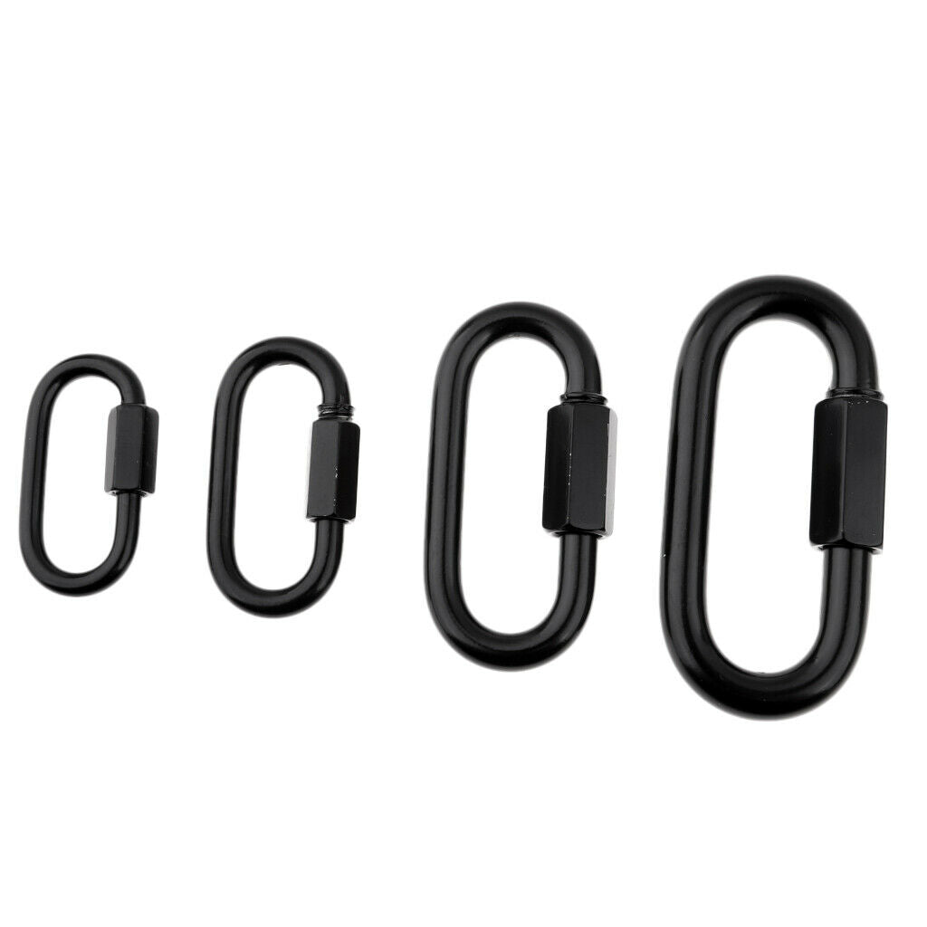Pack of 4 Carabiners Quick Couplings in D Shape, Chain Links Made of 316