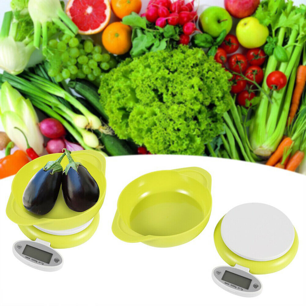 1 x Foldable LCD display Digital Kitchen Food Scale 5kg with bowl Home Tool