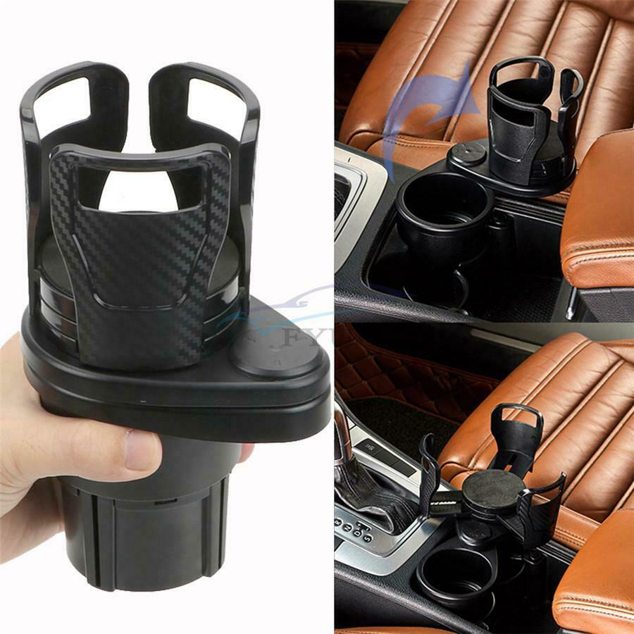 1PCS Carbon Fiber Appearance Universal Car 2-in-1 seat Storage Box Cup Holder