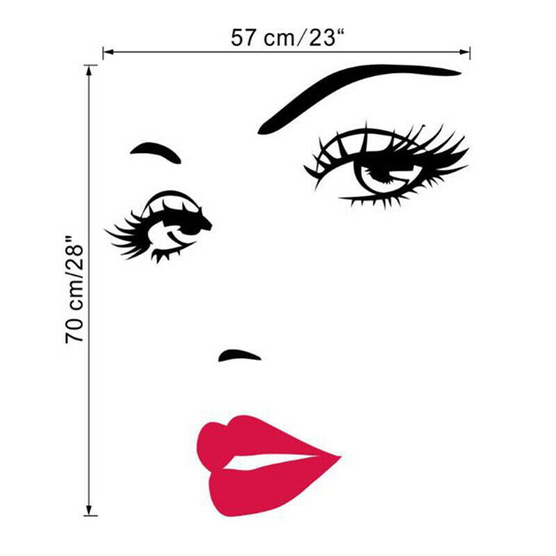 1Pcs Sexy Eyelashes Red Lips Wall Stickers Living Room Bedroom Decoration.l8