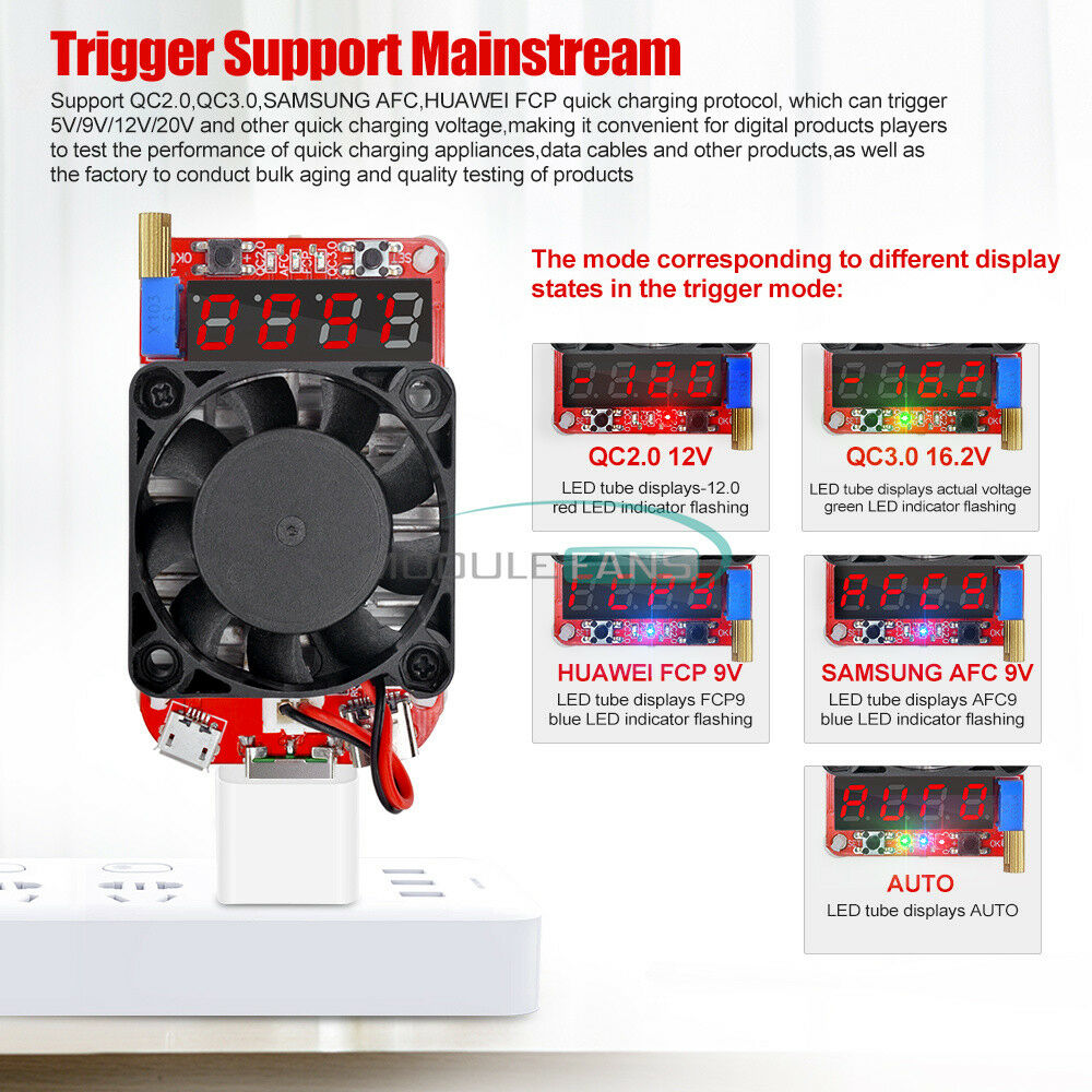 DM35 35W QC3.0 Type-C LED Display USB Intelligent Electronic Load Volt Tester