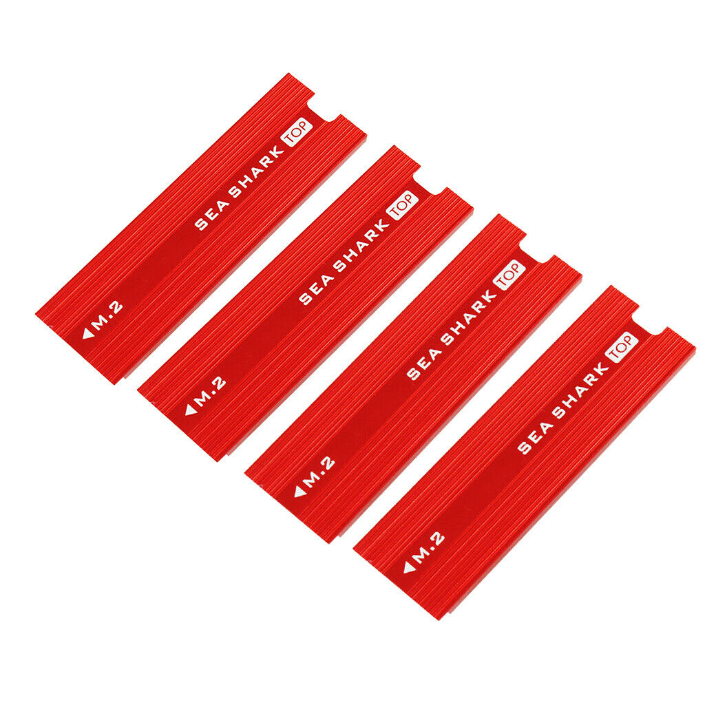 4 Pieces Aluminum Heatsink for PCIe NVMe M.2 NGFF SSD with Thermal Pad-Red