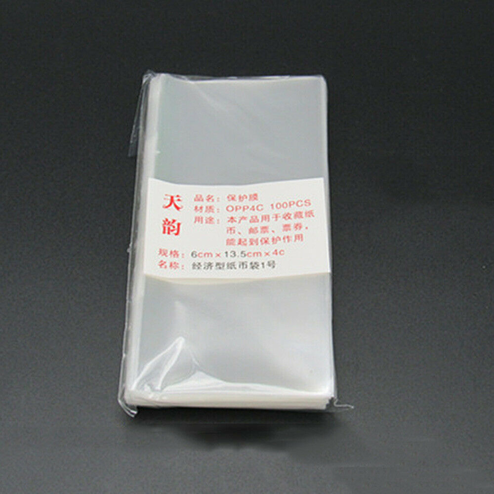 100pcs OPP Clear Commemorative Paper Money Holder Banknote Storage Bag Protector