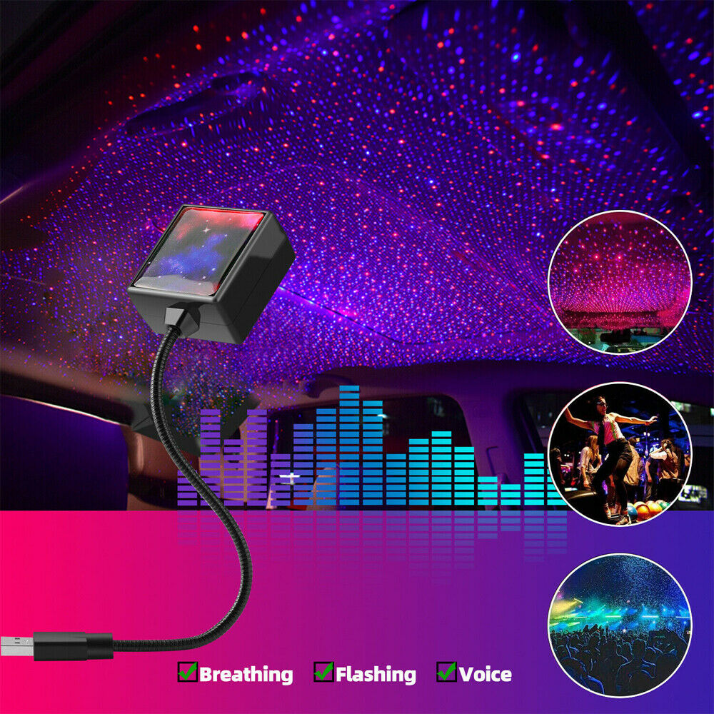 USB Car Interior Roof Atmosphere Starrry Sky LED Lamp Projector Star Night Light