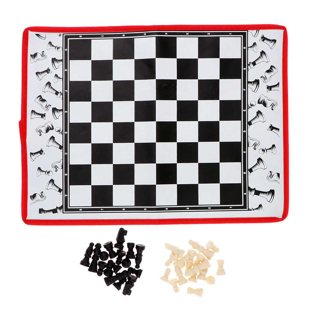 Portable Folding International Chess Game Board 35x26.5cm + Chess Pieces