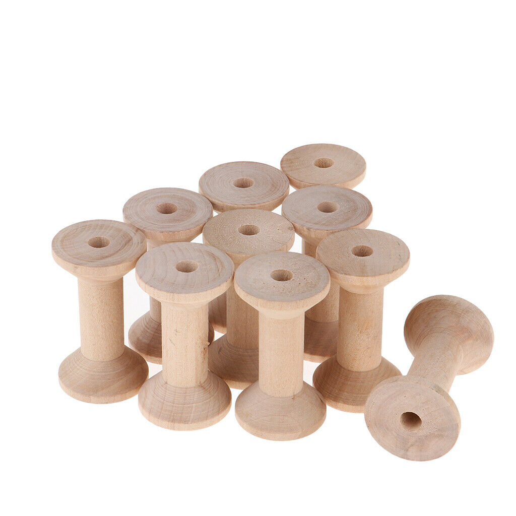 20x Wooden Empty Thread Spool Reel Bobbin Sewing Tool Natural Color 3.5x6cm