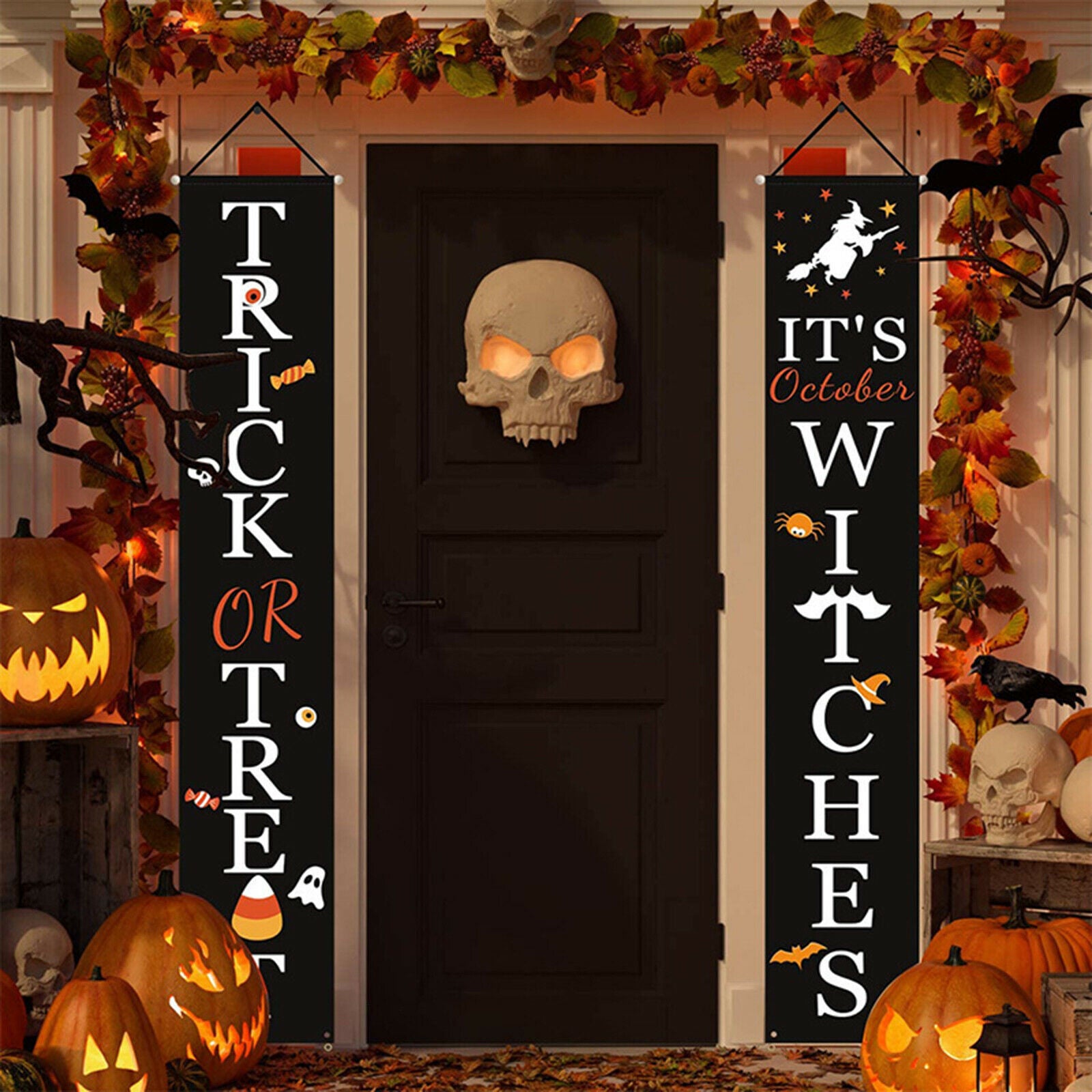 Halloween Party Hanging Flag Porch Sign Halloween Festival Supplies For Home