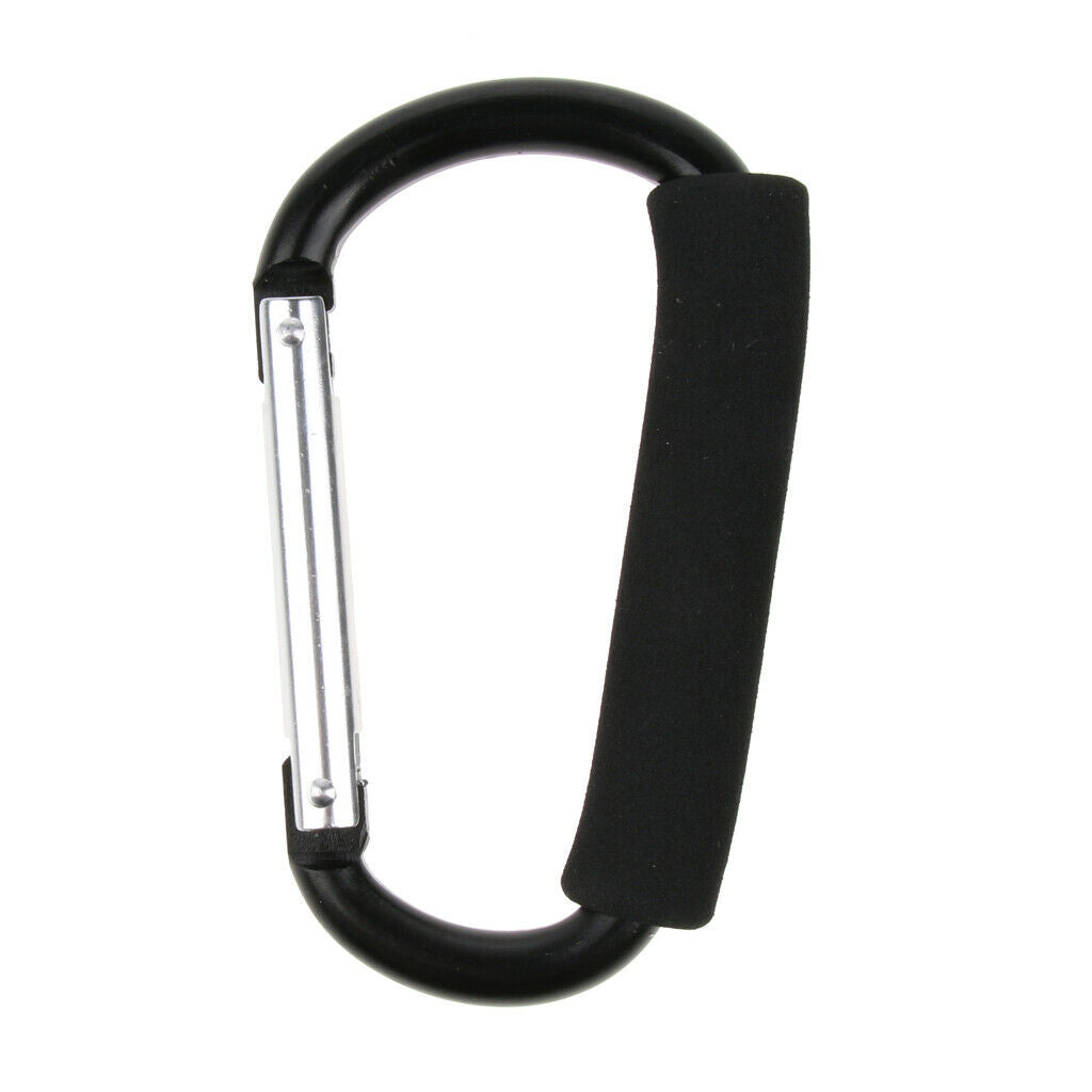 140mm Large Alumi Carabiner D Shape Buckles Pack Keychain with Sponge Black