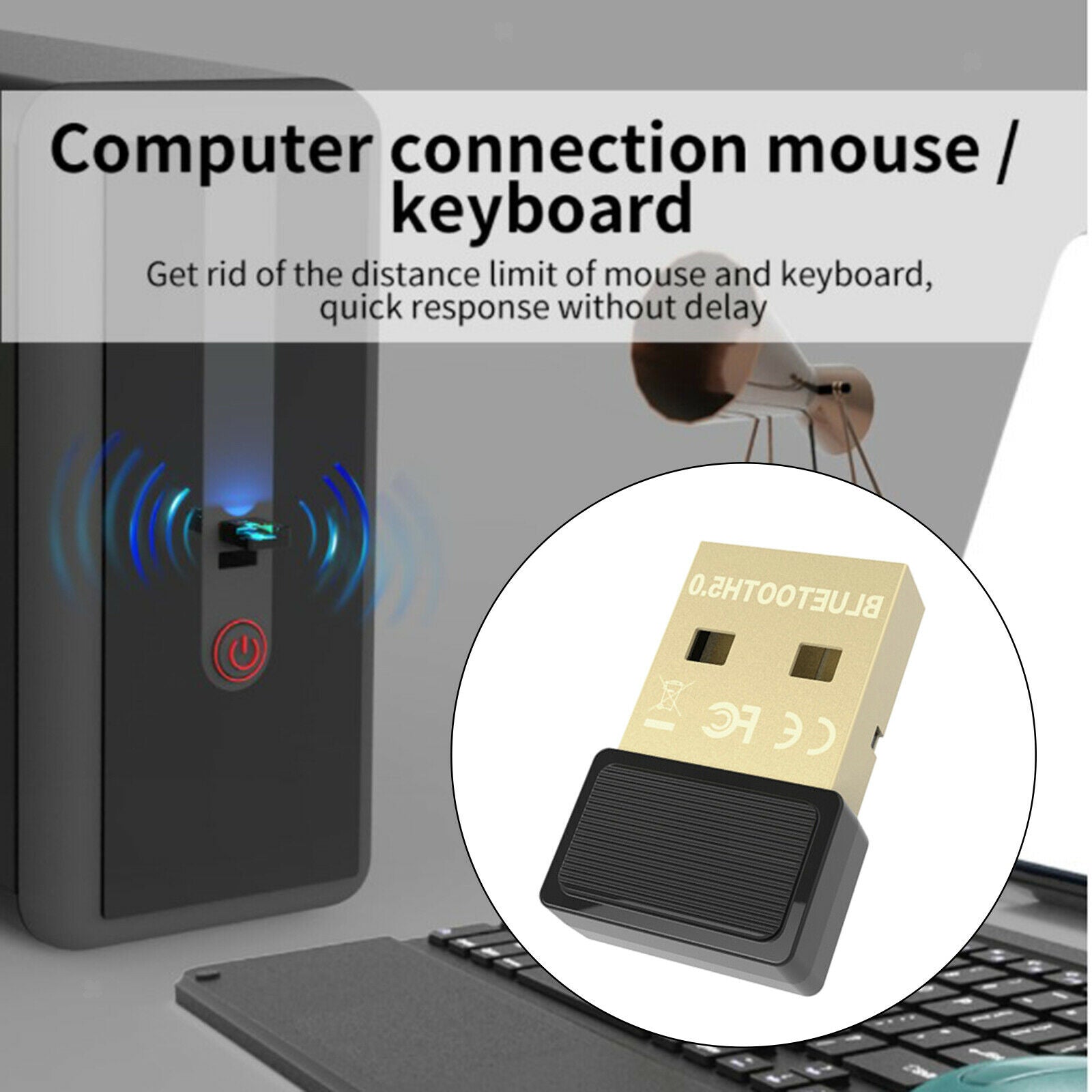 Portable Mini USB Bluetooth 5.0 Adapter Dongle Wireless for Home Stereo