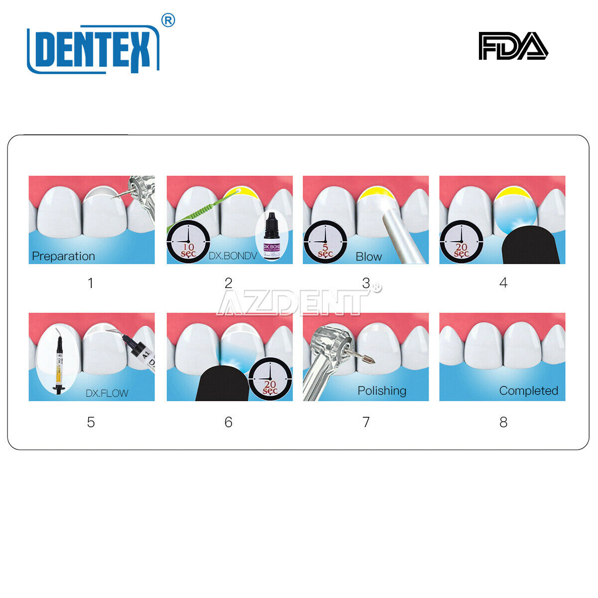 10PCS Dentex Dental Flowable Light Cure Composite Low Flow Shade A3 3g
