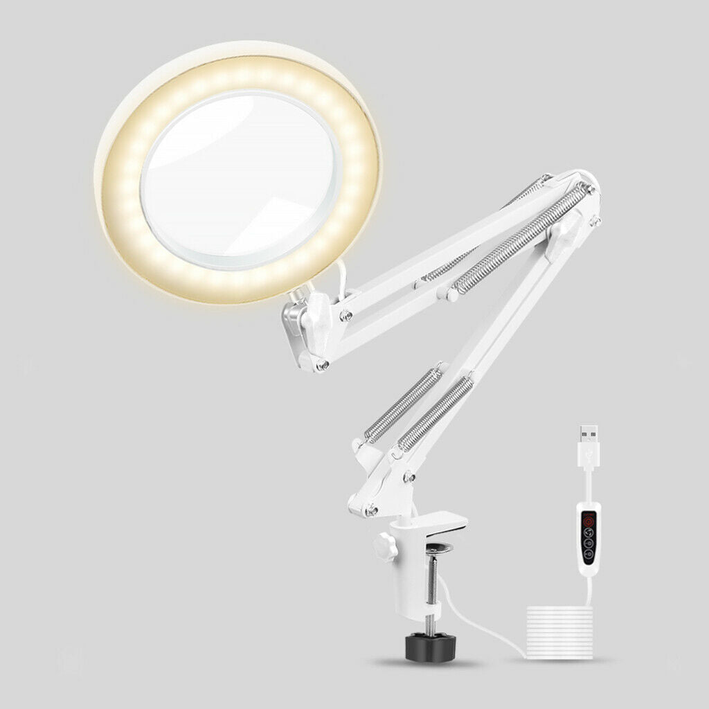 5X USB Magnifying Lamp Tabletop Magnifier Reading for Jewelry Watches Repair