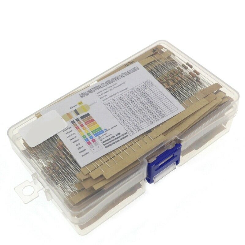 1220Pcs Resistor Kit 1/4W 5% 0.33 Ohm-4.7M Ohm 122 Value X10 Resistor ResistorA9