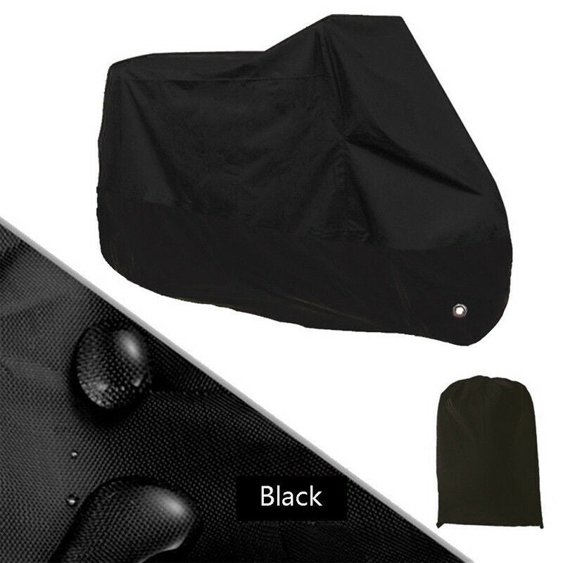 Motorcycle E-Bike Cover Full Black Waterproof Outdoor Rain Dust UV Protector