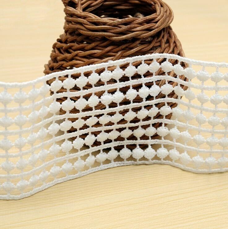 4 Yards White Milk silk wide Hollow lace sewing crafts Accessories 7.5cm