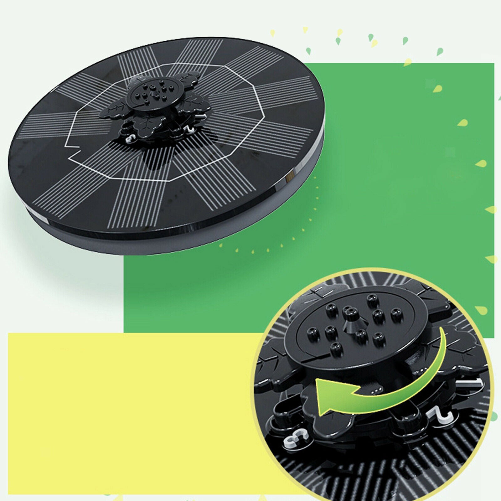 3 in 1 Solar Power Bird Bath Fountain 3W Floating Outdoor Pond Garden Patio