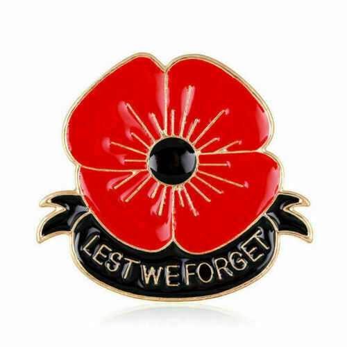 Enamel Remembrance Brooch Red Poppy Flower Lapel Pin Broach Badge Banquet Gift ~