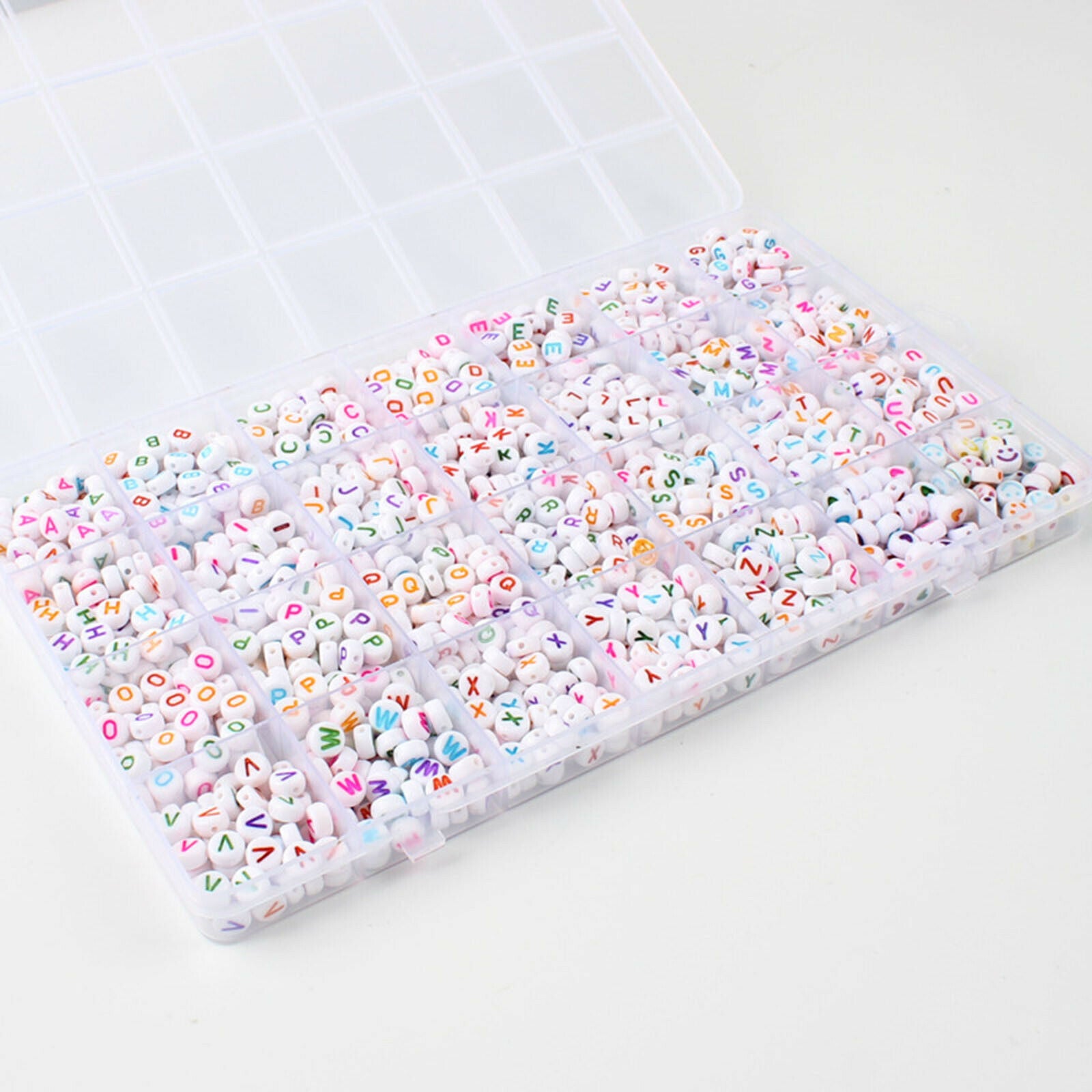 1400Pcs White Alphabet Letter Beads Colorful Spacer Beads DIY Name Bracelets