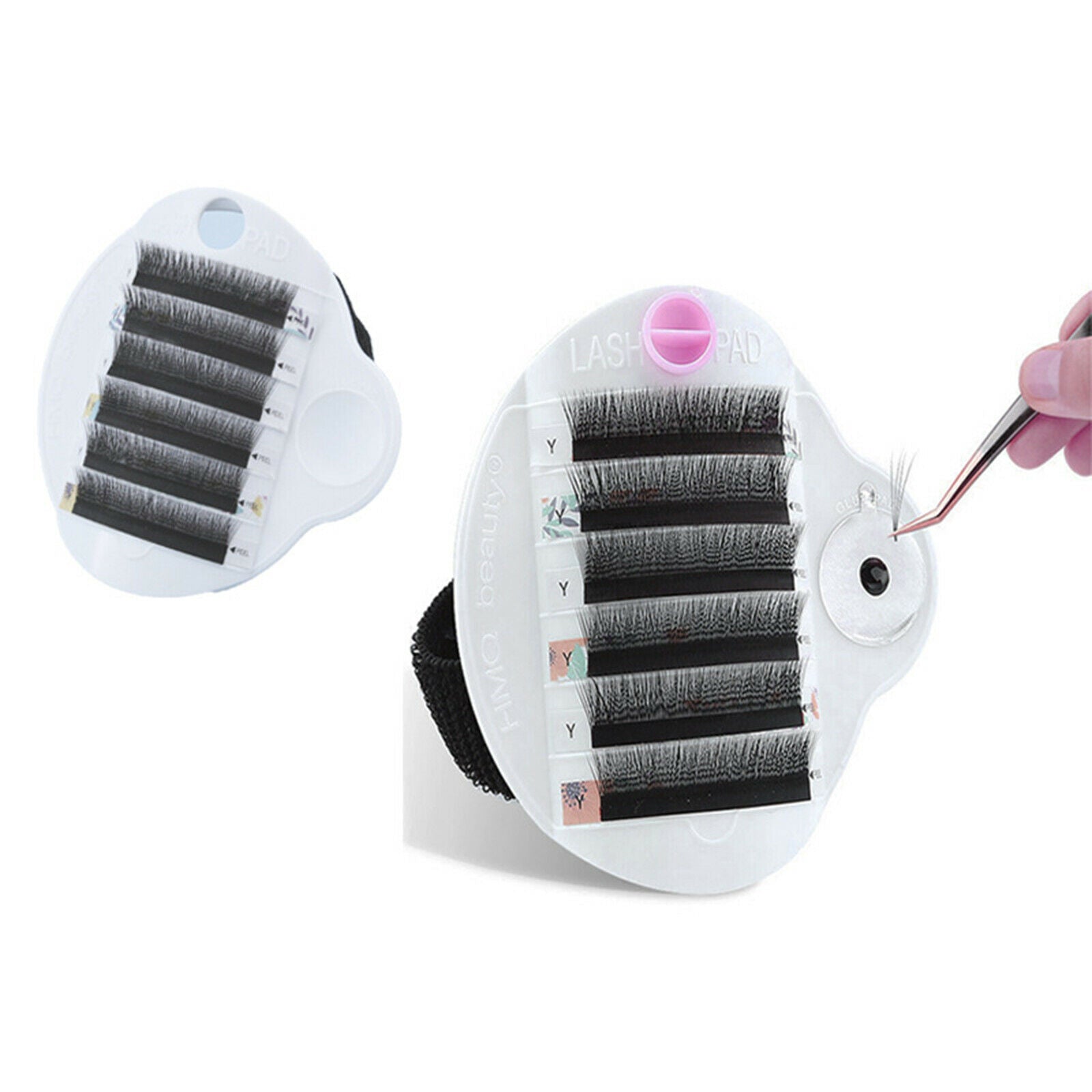 Professional Individual Eyelash Extension Hand Plate with Wrist Strap White