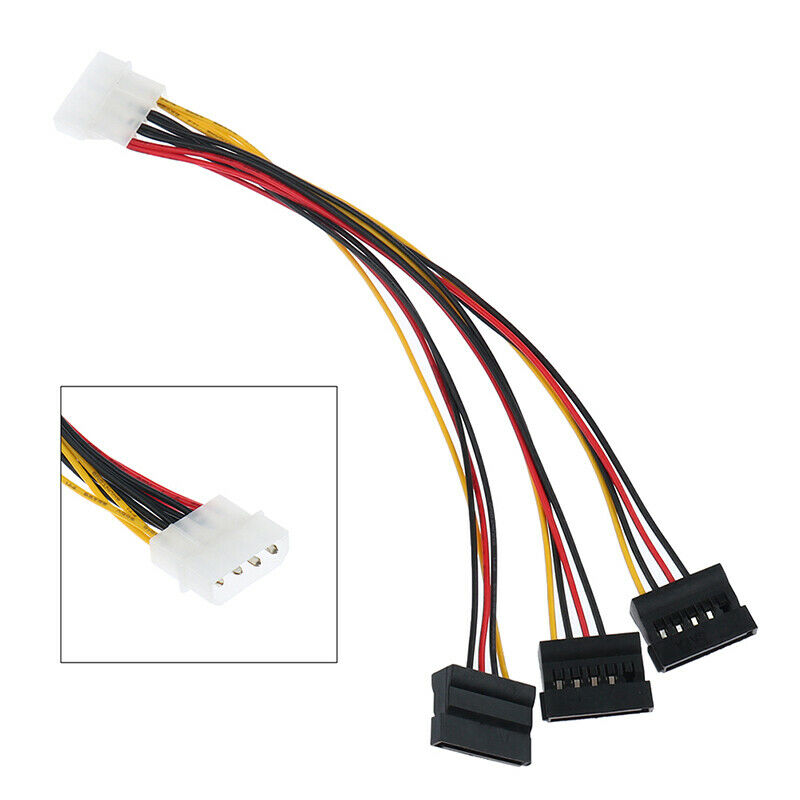 4Pin IDE To 3 SATA Power Splitter Extension Cable Connectors Computer Plu.l8