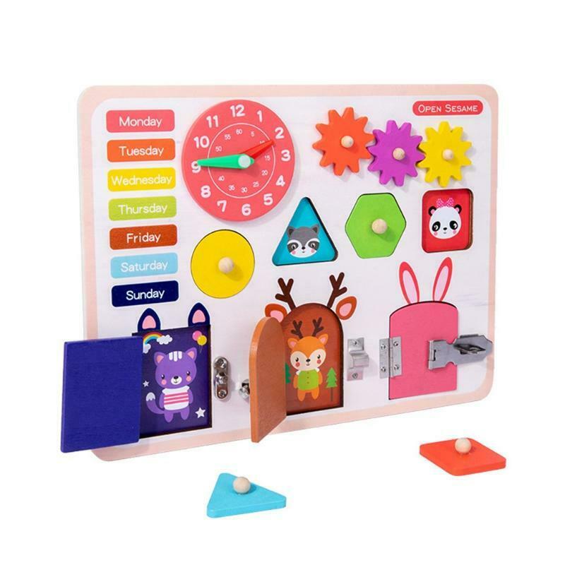 Montessori Improve Intelligence Locks&Latches Activity Board for Kids Boys