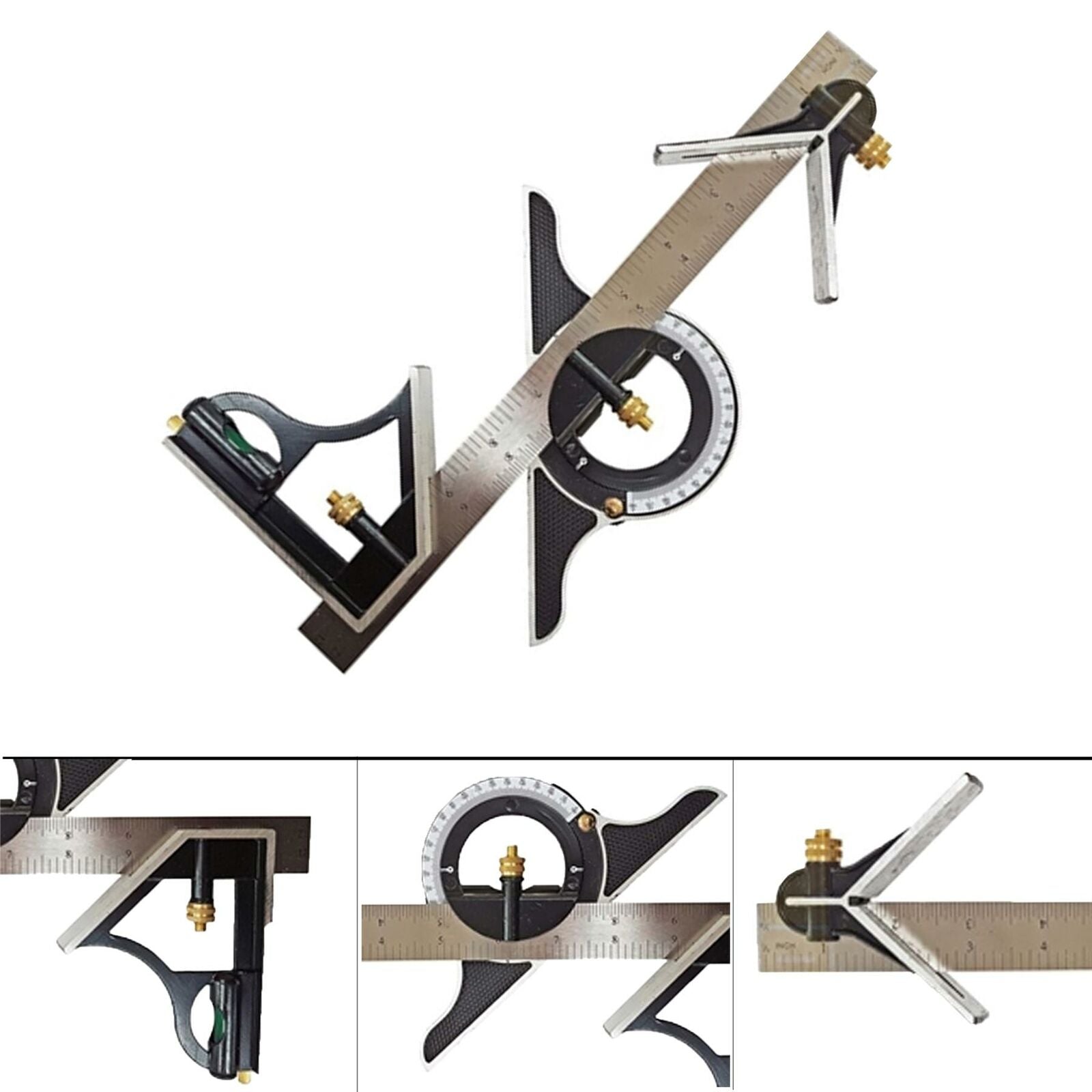 Stainless Steel Combination Square 300mm Movable Square Woodworking Angle Ruler
