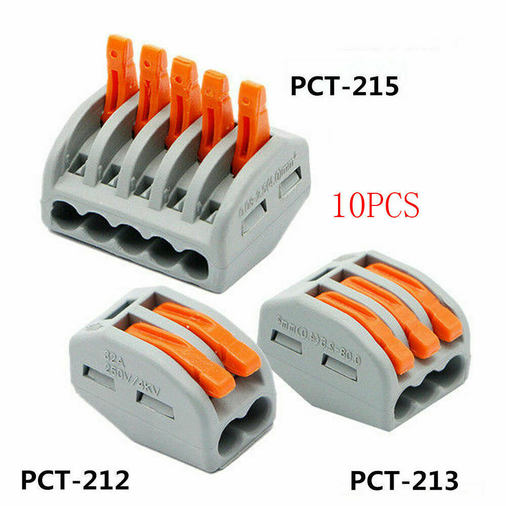 60Pcs Way Spring Lever Terminal Block Electric Cable Wire PCT-212/213/215 NEW