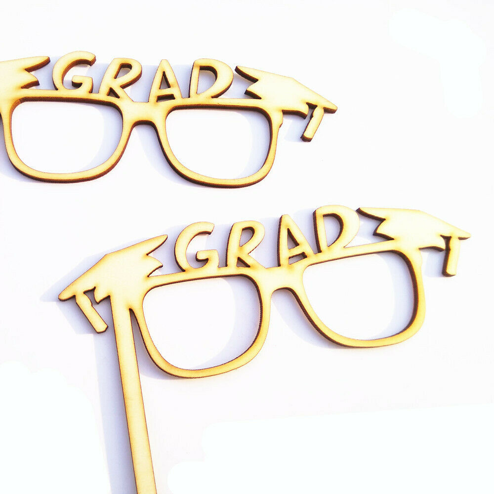 10 Pieces Graduation   GRAD Glasses Party Photo Booth Prop MDF DIY Craft