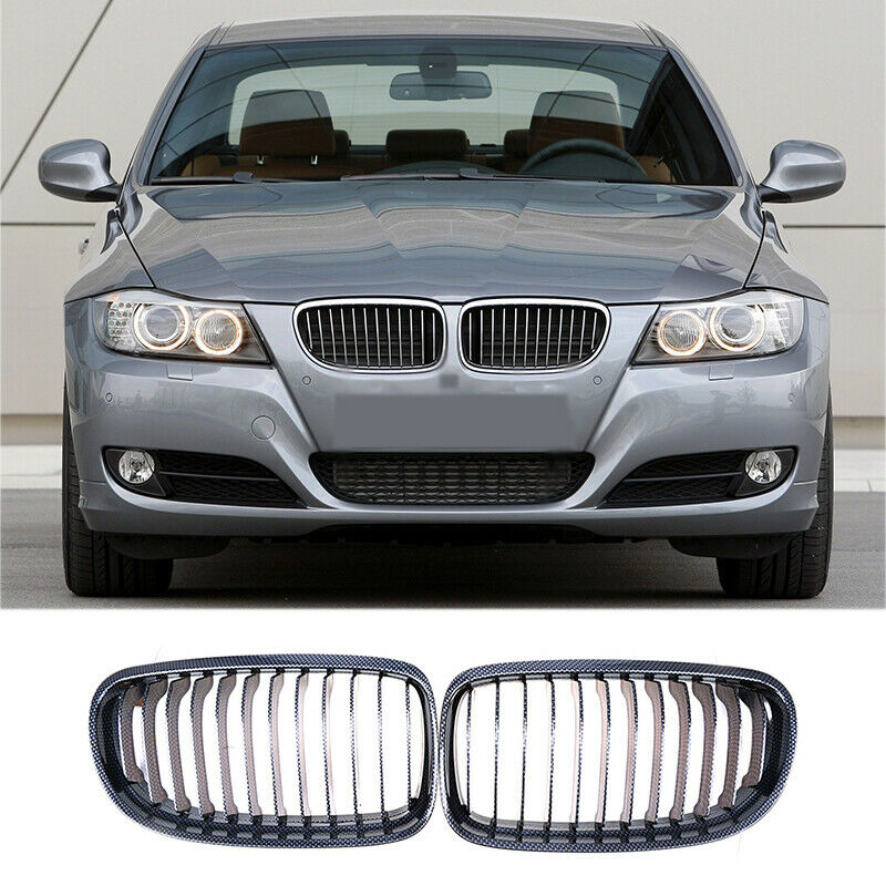 For BMW 3-Series E90 E91 328i 335i 2008-2011 Carbon Fiber Front Kidney Grille
