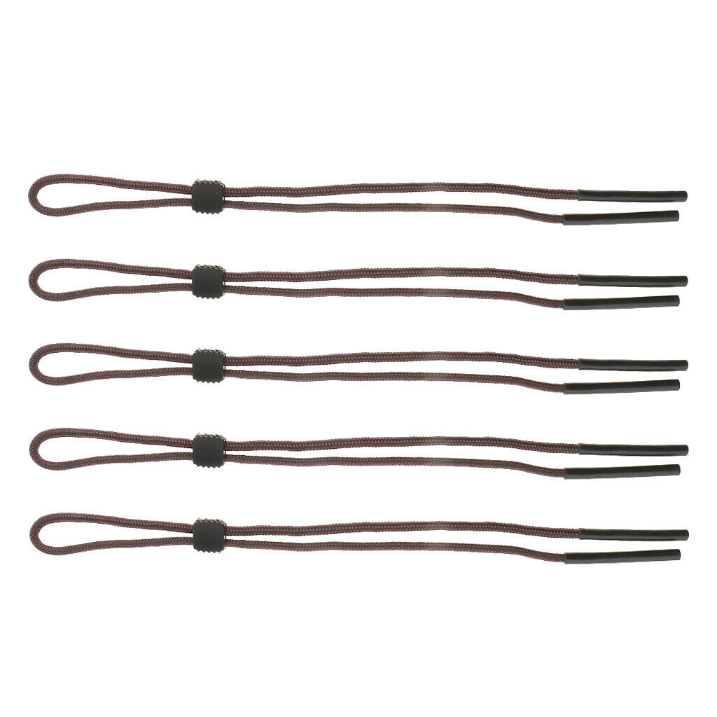 5Pieces Eyeglass Holder Glasses Sports Band Cord Neck Strap Tube Chain Brown