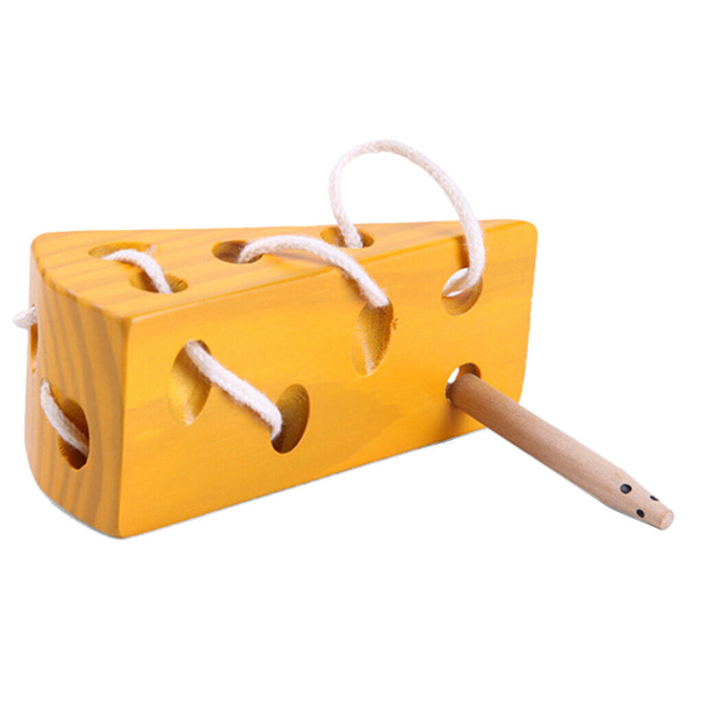 Wooden Montessori Educational Toys Cheese Lacing Game Baby Toddlers Learning