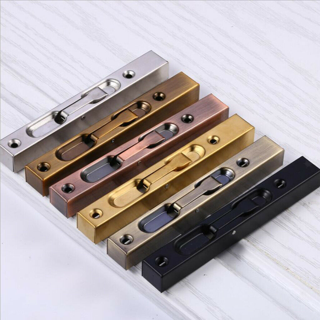 Stainless Steel Flush Bolt 10" Door Latch Security Lock for Wood Door Black