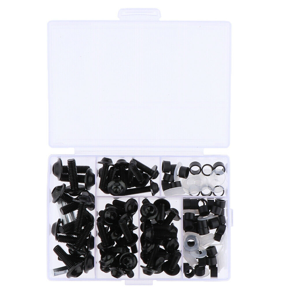 158Pcs Motorcycle Metal Complete Fairing Bolt Kit Bodywork Screws Nuts - Black