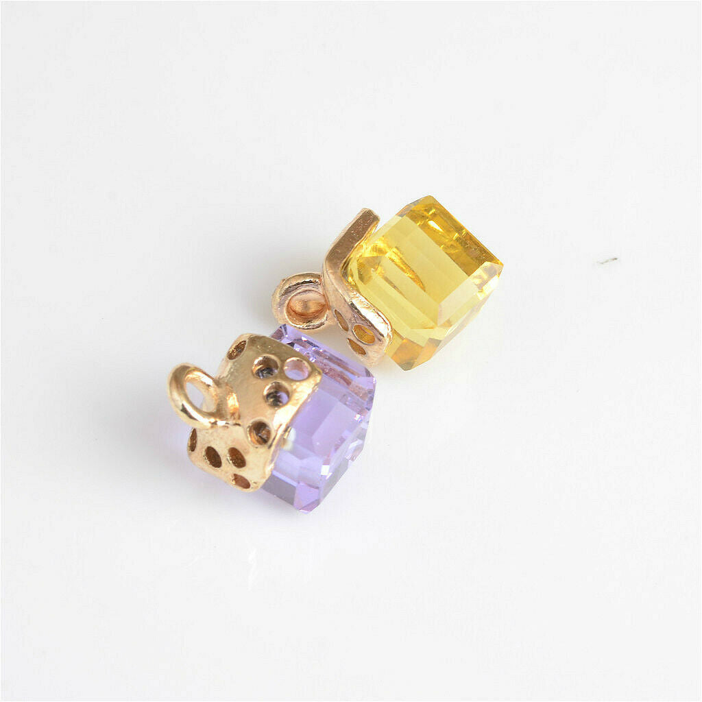 20Pc Colorful Cube Crystal Charms Pendants for DIY Necklace Jewelry Making