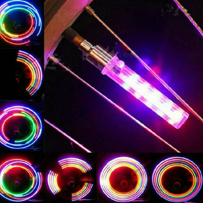 2 x 5 Led Colour LED Neon Car Bike Wheel Tire Tyre Valve Dust Cap Spoke Light US