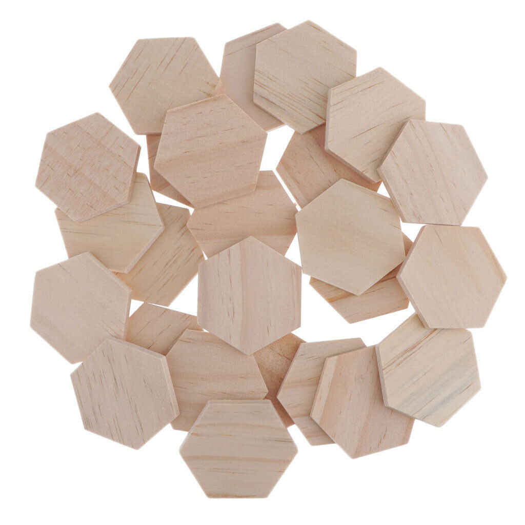 25pcs Hexagonal Shape Wooden Pieces DIY Craft Embellishment For Cardmaking