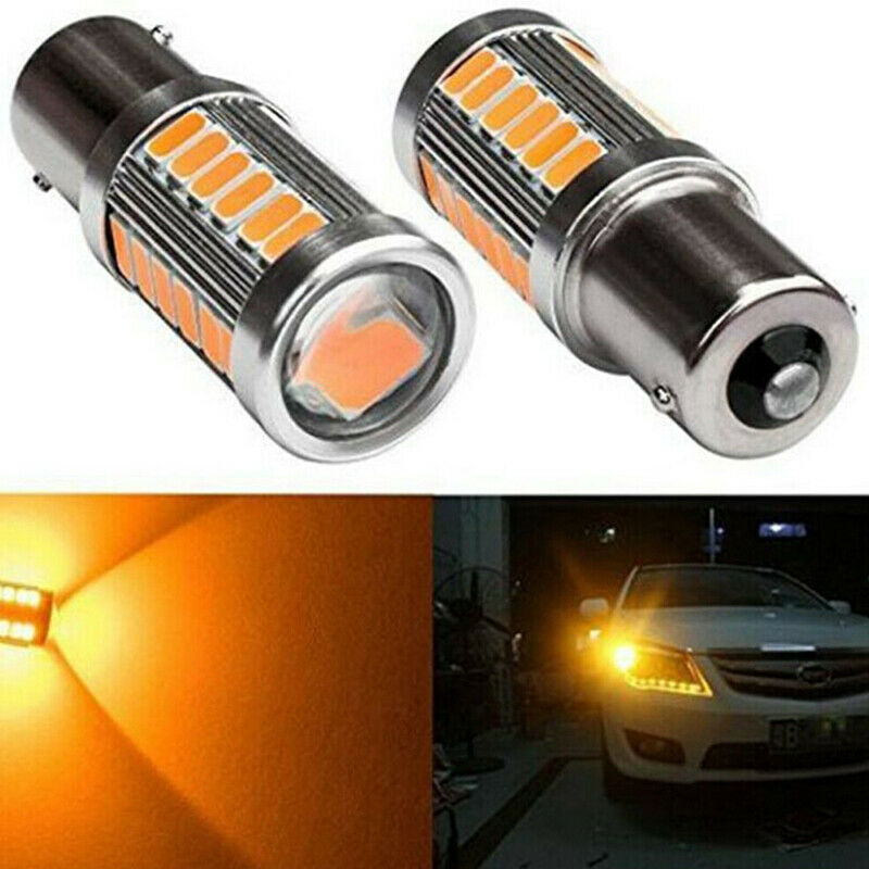 2x 1156 BA15S P21W 33 SMD LED Daytime Running Light Yellow Bulb Super Bri.l8