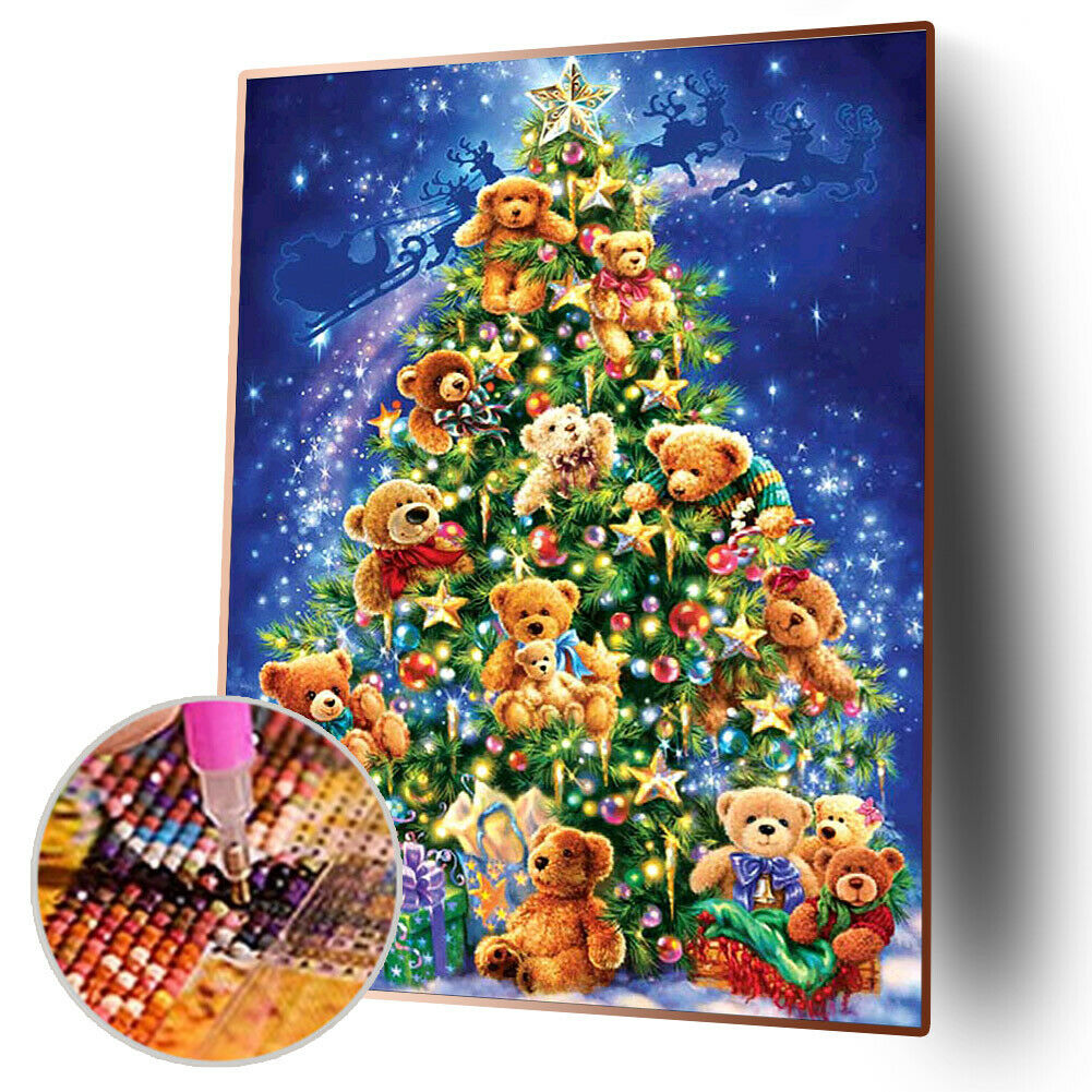 5D Full Drill Round Diamond Painting Christmas Tree Cross Stitch Home Decor @