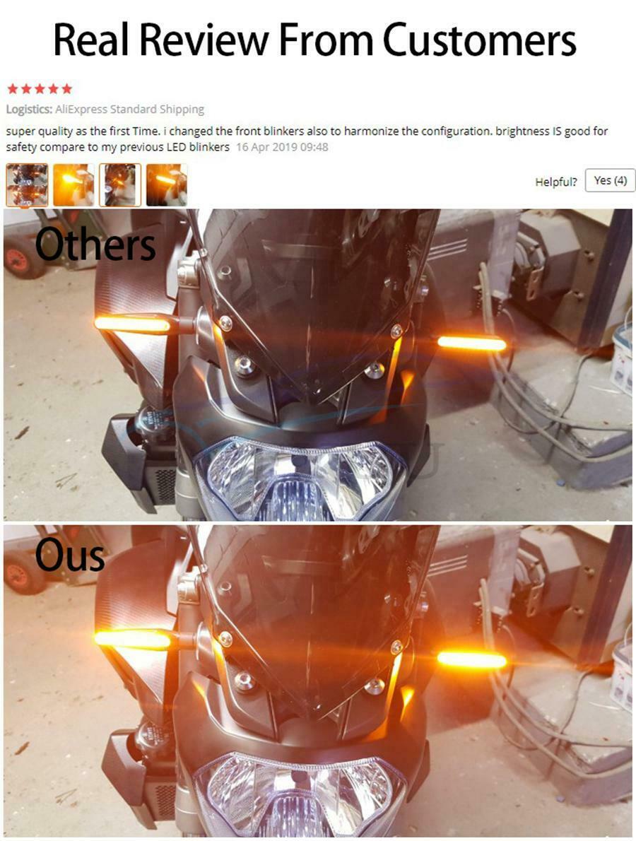 2X Motorcycle Flowing Turn Signals Light Driving DRL Flowing Water IP68 Bendable
