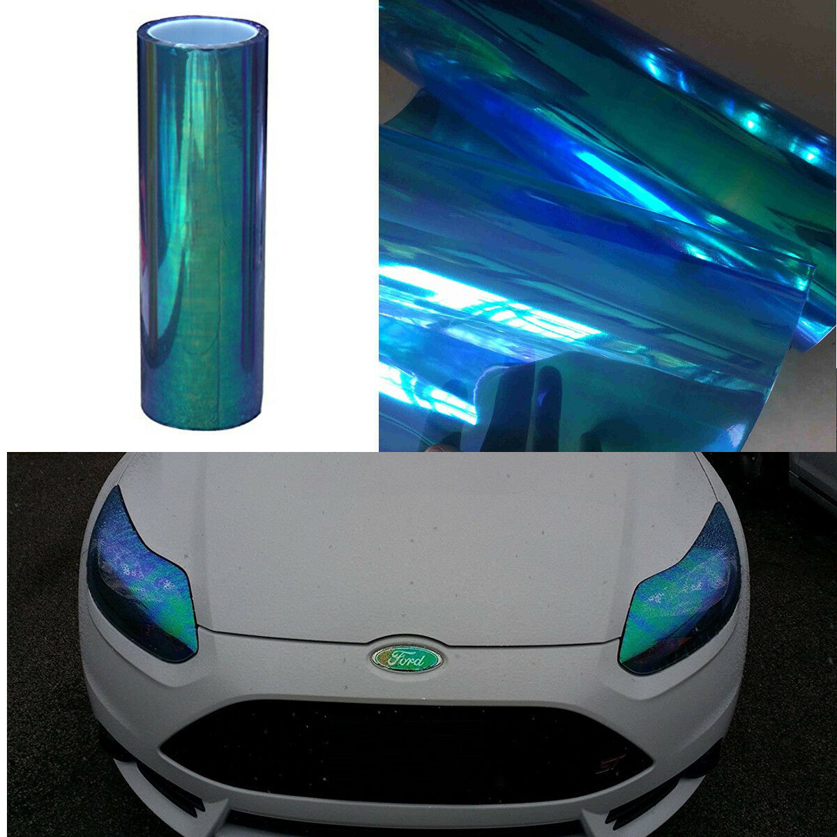 Chameleon Colorful Blue Tint 200x30cm Autos Headlight Fog Light Vinyl Film Sheet